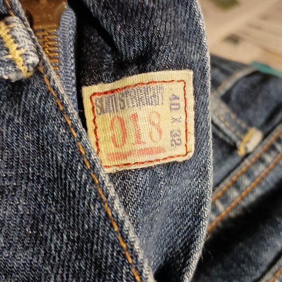 Polo Ralph Lauren 018 Slim Straight Blue Denim Jeans 40x32 Riverside Wash - Picture 16 of 16